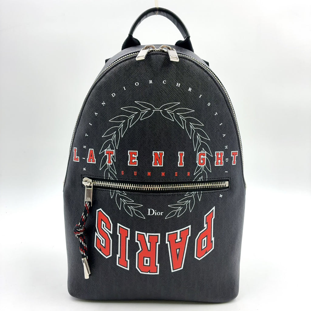 Pre-Owned ディオール・オム Leather Backpack black white Red