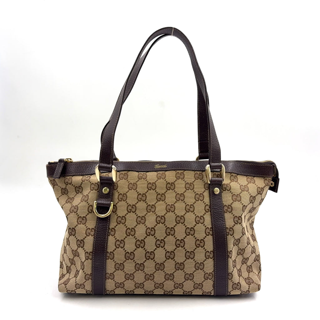 Pre-Owned Abby tote bag Brown beige Leather Canvas Gold 141470