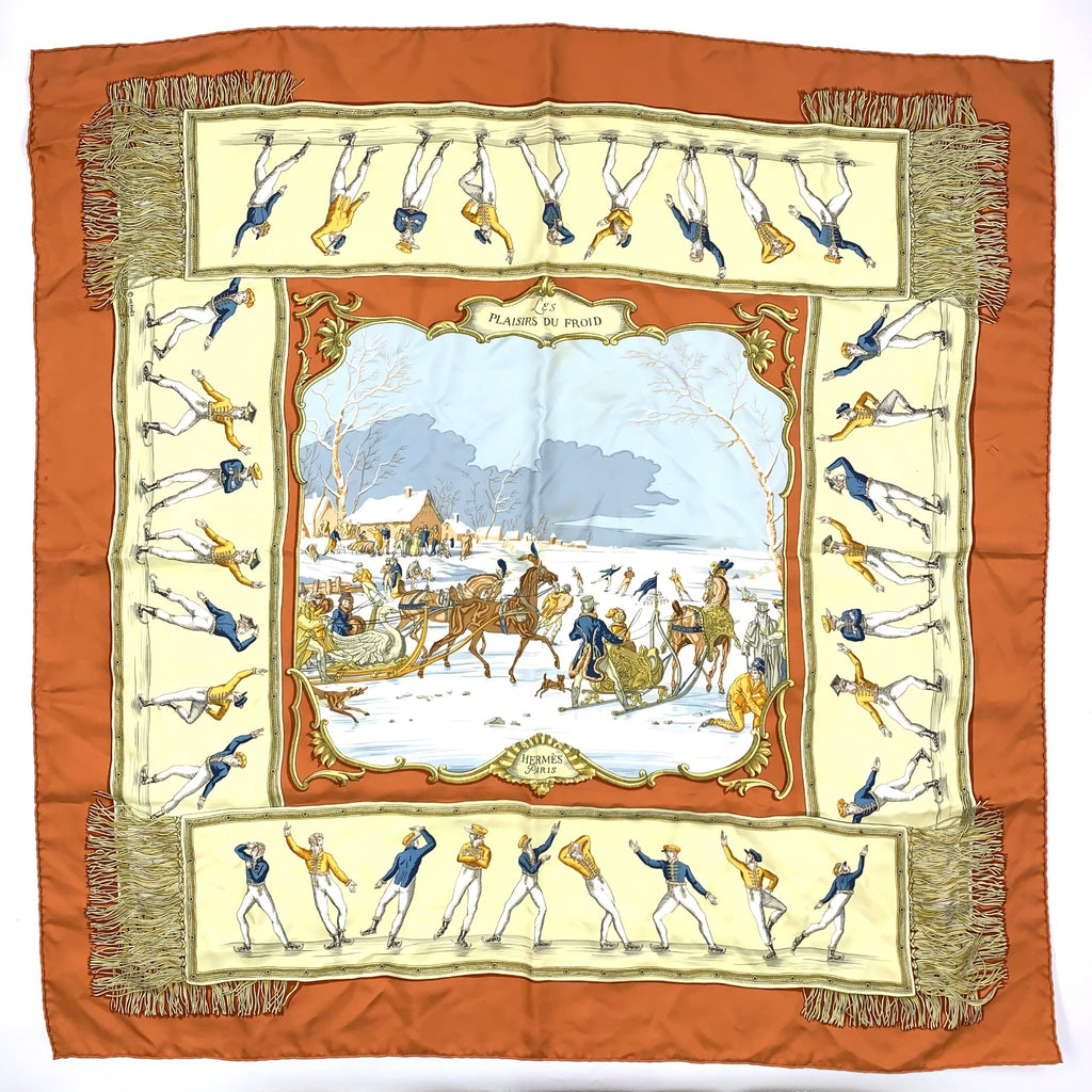 Pre-Owned carres 90 Les Plaisirs du Froid Joies d'Hiver scarf