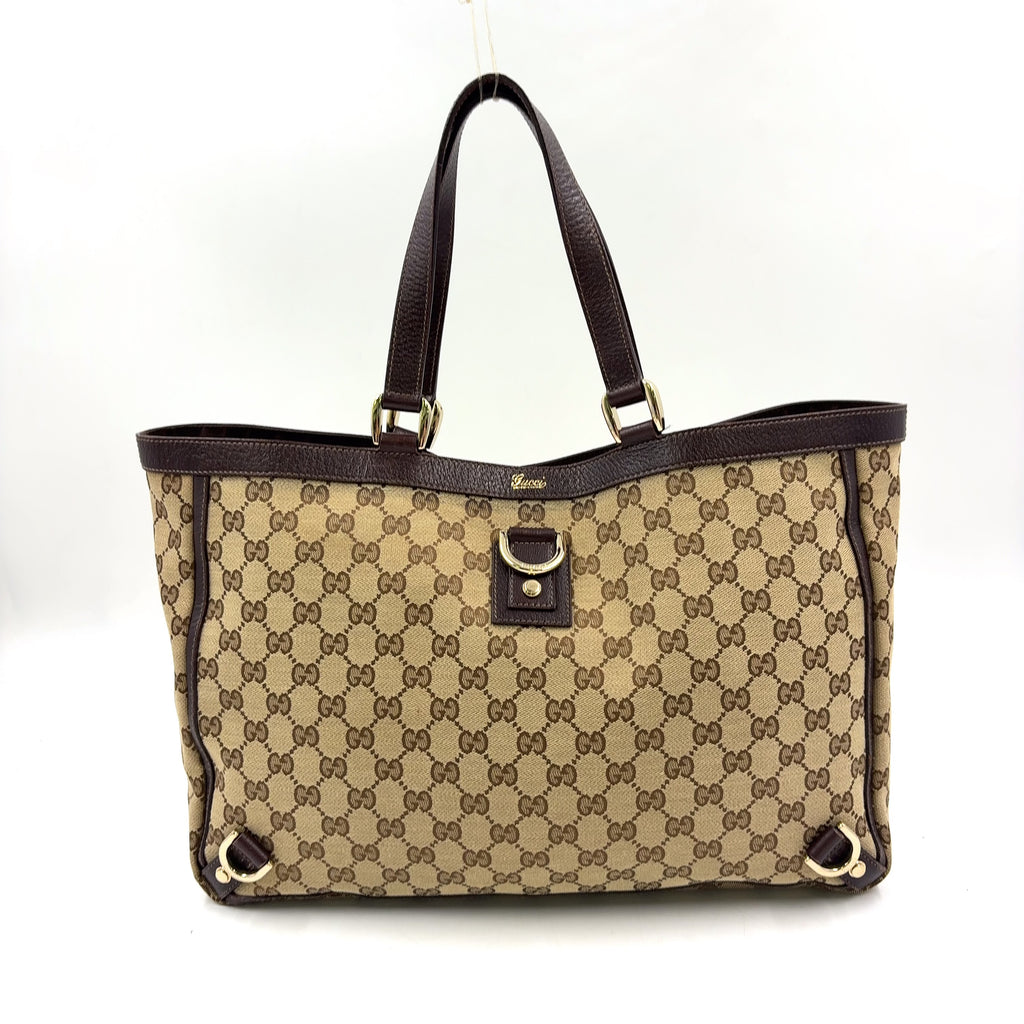 Pre-Owned Abby tote bag Dark brown beige Leather Canvas Gold