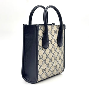 Pre-Owned Interlocking G 2WAY Handbag Navy beige Leather PVC