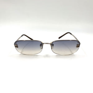 coco mark sunglasses dark blue Plastic Metal Silver 4099 c.124/7B