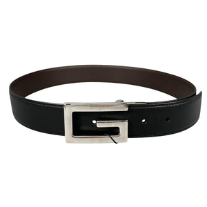 Gucci Square Leather Brown Black Belt Silver s-l400.jpg main image 3