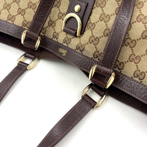 Pre-Owned Abby tote bag Dark brown beige Leather Canvas Gold