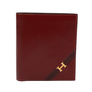 Pre-Owned Bi-fold wallet Red box calf Gold HERMES – LUXLUX