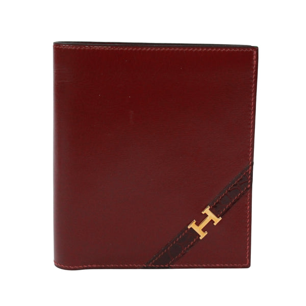 Pre-Owned Bi-fold wallet Red box calf Gold HERMES – LUXLUX